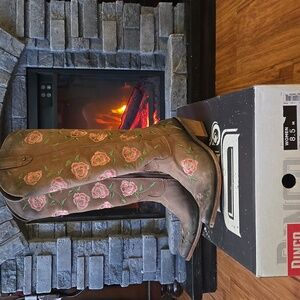 Dingo Tan Boots with Pink Floral Embroidery
